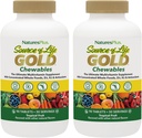 NaturesPlus Sorgente di vita Multivitamina d'oro - 90 compresse masticabili, Confezione da 2 - con vitamine D3, B12, K2 & Più di 120 alimenti interi - Sangue, Bone & Supporto immunitario - Gluten Free - 60 Serve totali