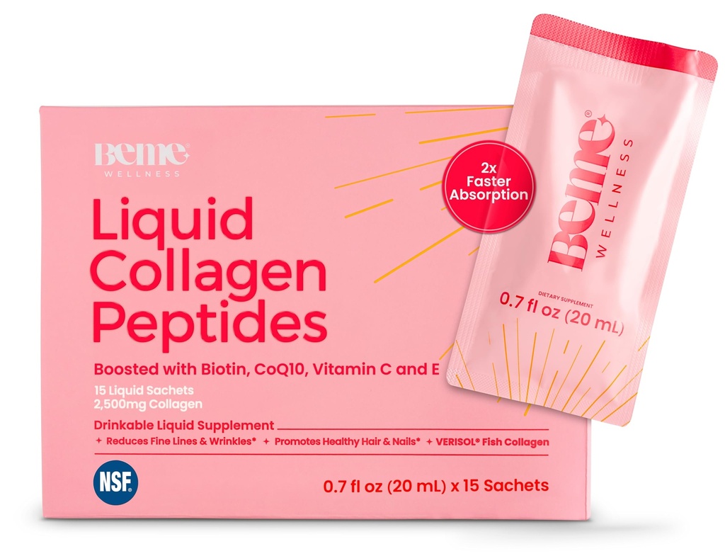 Peptide liquido BeMe BeRadiant per capelli, pelle e unghie con assorbimento 2X più veloce – clinicamente testato – 2500mg Verisol Integratori di collagene idrolizzato per le donne con biotina, CoQ10 & Vitamina C