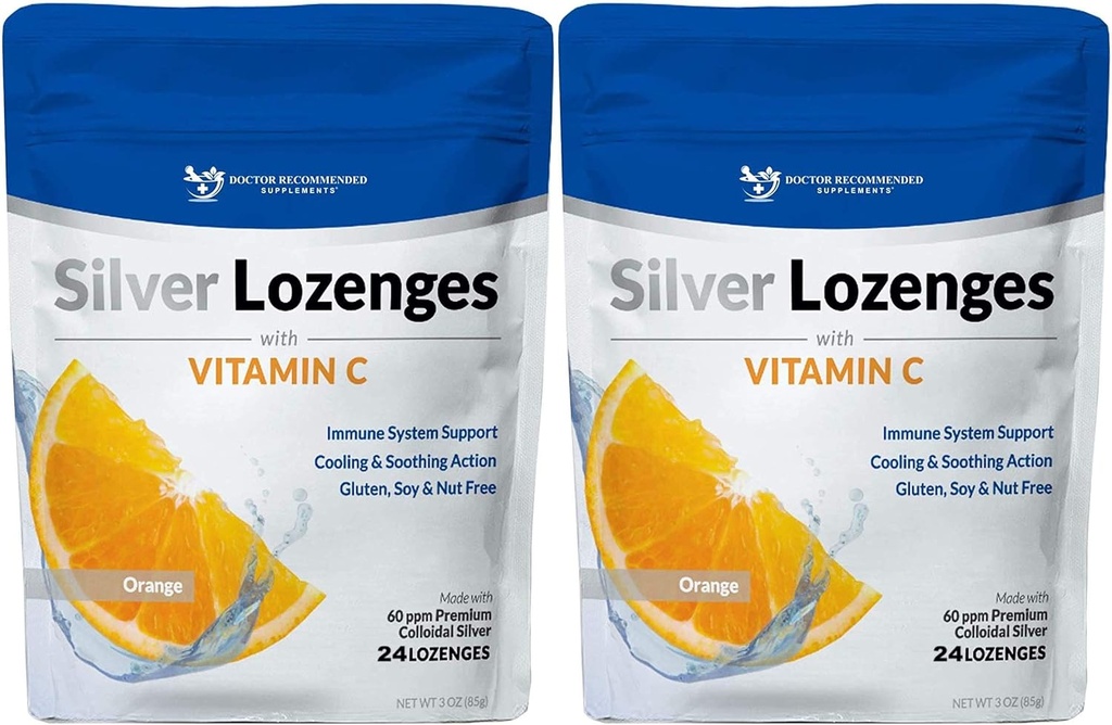 Destinazioni d'argento con vitamina C - Premium Nano Argento 60 PPM Argento Colloidale, miele organico e vitamina C Supplemento minerale Gocce per sostenere il sistema immunitario, Soothe Cough & Throat - Confezione da 2