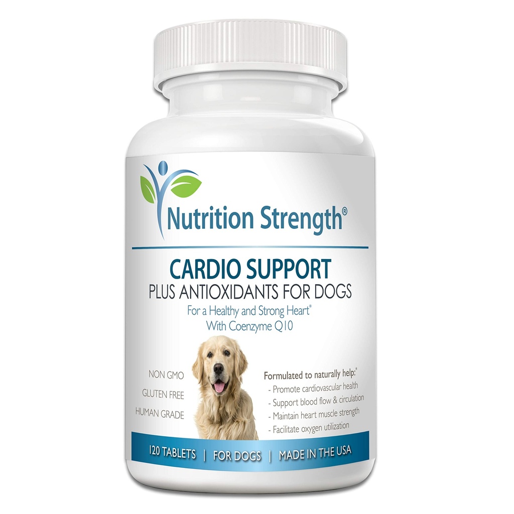 Supporto Cardio per Cani Plus Antiossidante, L-Carnitina, L-Taurina, con Coenzima Q10 e Vitamina E, promuove un cuore sano e forte del cane, 120 compresse masticabili