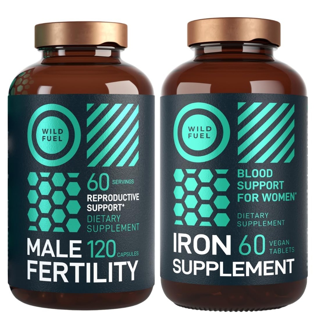 WILD FUEL Integratore di fertilità maschile e pillole di ferro con fertilità acido folico e Bundle prenatale