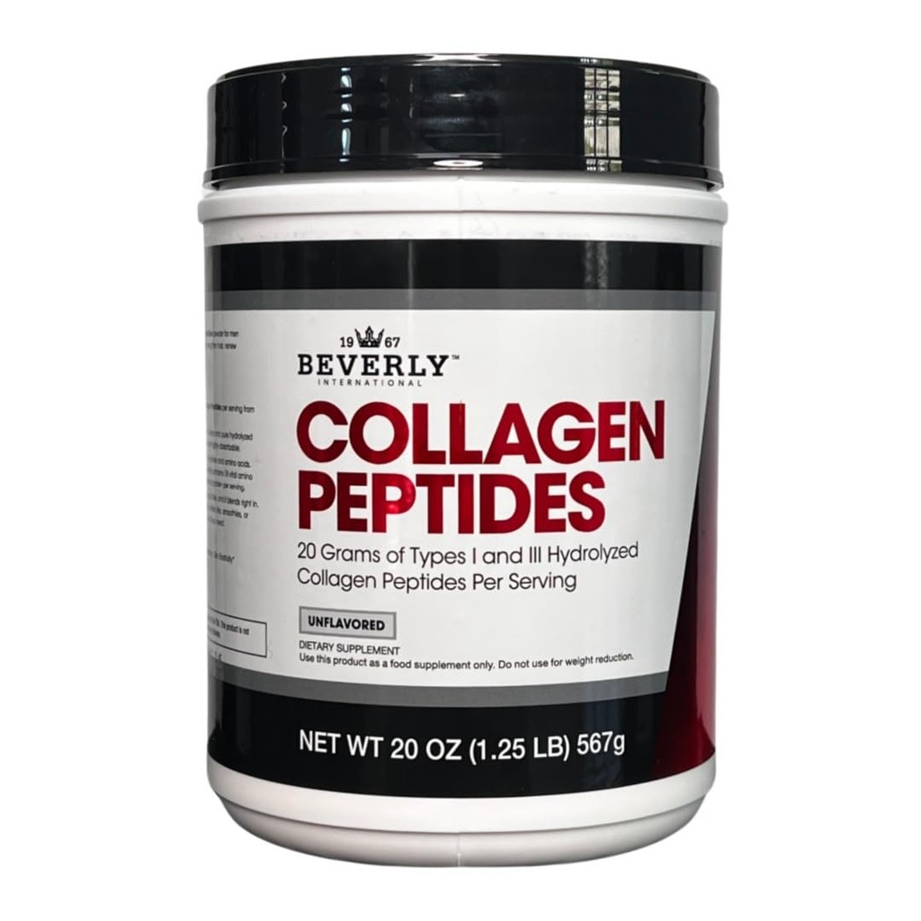 Polvere proteica delle peptidi di Beverly International Collagen. Aspetto giovanile- pelle, capelli, unghie, ossa e salute comune. Facile da usare, altamente assorbibile. 18 Grammi di proteine, non aromatizzati 20 oz.