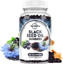 Olio di semi nero Gummies-Organico Freddo Pressato Nigella Sativa Olio di semi nero con miele, vitamina B6, C, D3, curcuma, melograno, immunità di supporto, digestione, funzione cerebrale, capelli & pelle-60 Gummies
