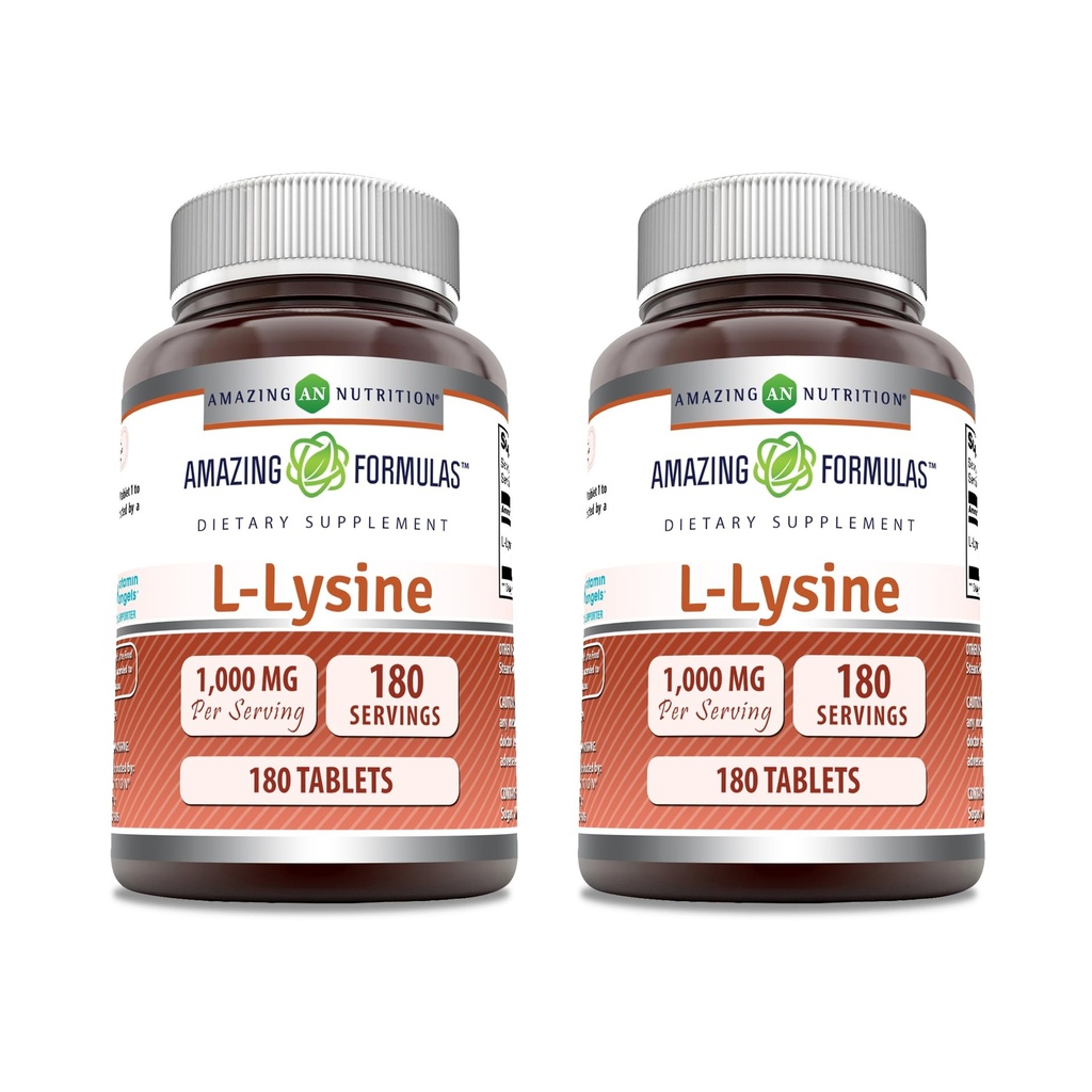 Incredibile formula L-Lysine 1000mg Aminoacido compresse Supplemento | Non-GMO | Gluten Free | Made in USA (180 | 2 Pack)