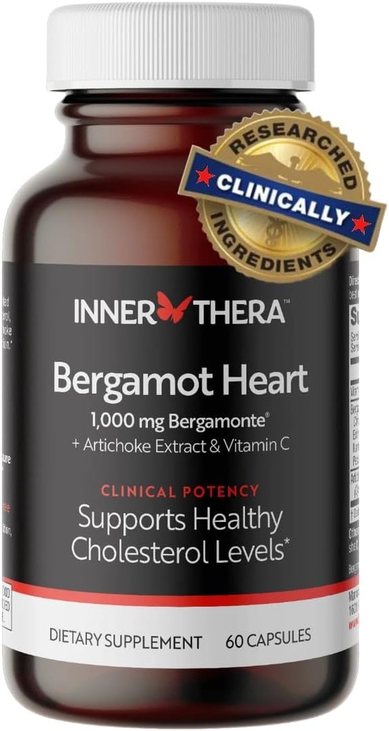 Bergamotto Cuore - 1000mg Citrus Certificati Bergamotto - Polifenoli Extra Forza - Cardiologo Sviluppato & Clinicamente Proven - Supplemento Bergamotto per Alto Colesterolo &amp; Salute Del Cuore
