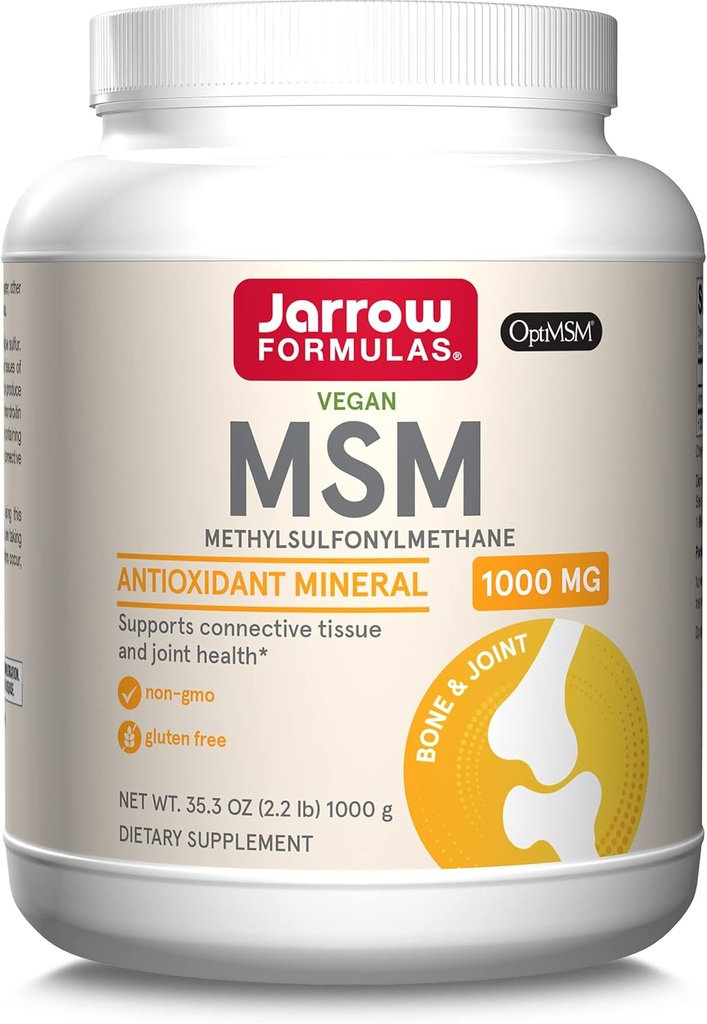 Jarrow Formulas® MSM Powder, Methylsulfonylmethane, 1.000 mg, minerale antiossidante, supplemento di salute comune e supporto della pelle, 2.2 lbs, Approx. 1000 Serve