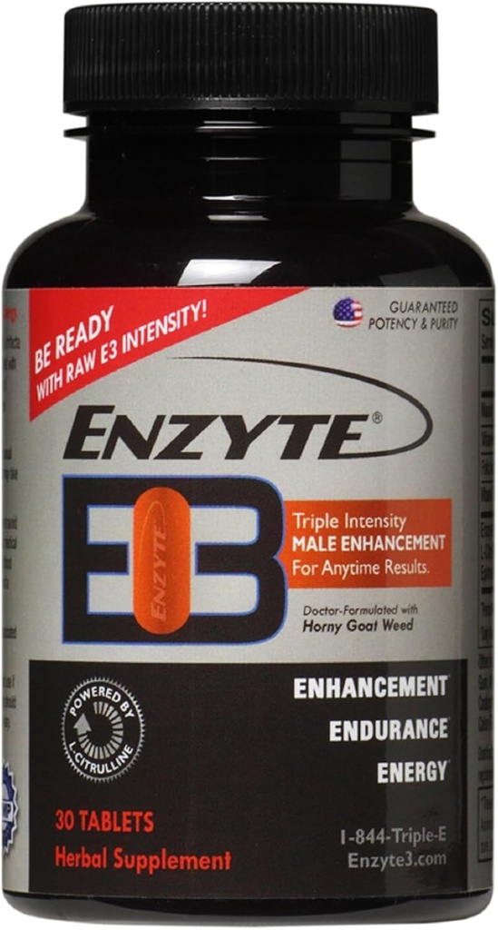 Enzyte3® Men’s Vitality & Performance Support – Energy, Stamina, Endurance – con L-Citrulline, Epimedium, Guarana Seed Extract & More – 30 compresse