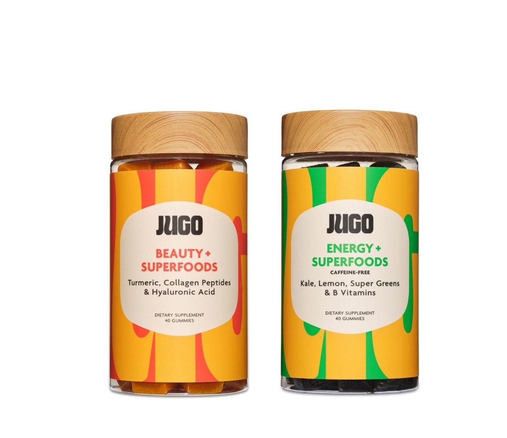 JUGO Beauty + Energy Gummies Bundle – Collagen, Biotin & Vitamina B12 – Supporta capelli, pelle, unghie e energia naturale – Basato su piante e senza glutine