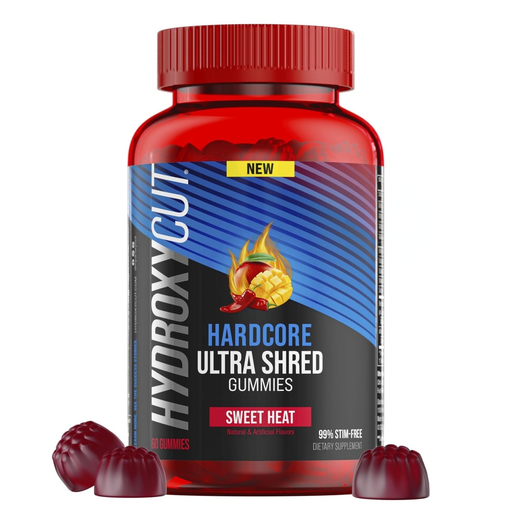 Hydroxycut Hardcore Ultra Shred Gummies, Sweet Heat - 99% Stimulant Free - Include Capsaicina & B Vitamine - per le donne & uomini
