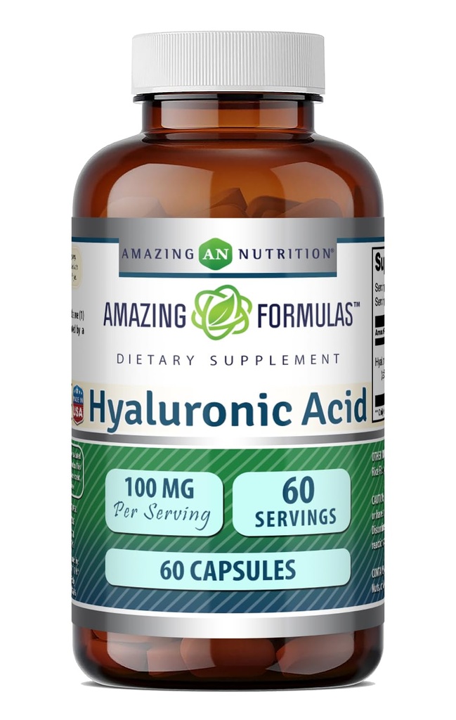 Incredibile formula acido ialuronico 100 Mg supplemento | capsule | Non OGM | Gluten-Free | Made in USA (1 pacchetto, 60 conte)