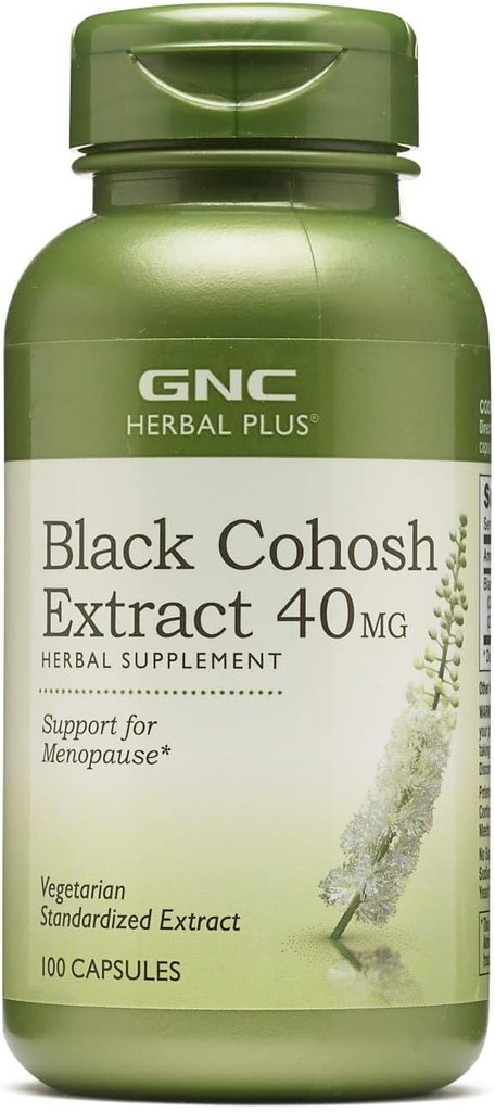GNC Herbal Plus Black Cohosh Extract 40mg Supplemento, Vegetariano, Supporto per Menopause, 100 Serve