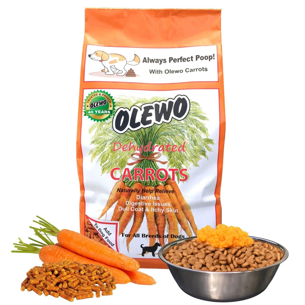 Olewo Carote Originali per Cani – Fibra per Poop Perfetto, Toppers Alimentari per Cani Disidratati per Mangiatori Piccole, Natural Skin & Coat Support, Multivitamin, Probiotici per Salute Digestiva & Gut, 1 lb