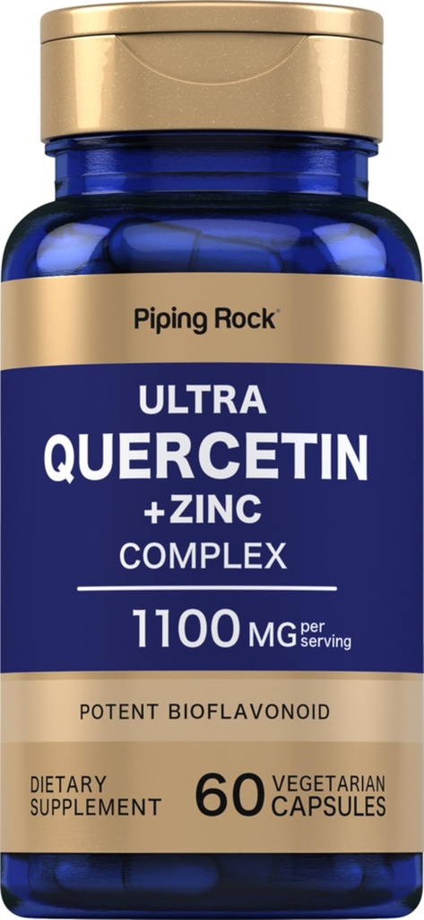 Piping Rock Quercetin Zinc Complex | 1100 mg | 60 capsule | Non OGM, Gluten Free Supplement