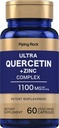 Piping Rock Quercetin Zinc Complex | 1100 mg | 60 capsule | Non OGM, Gluten Free Supplement