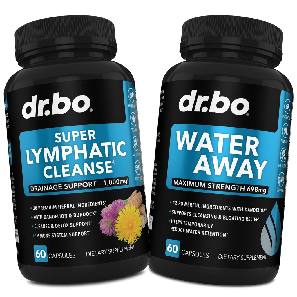 Integratori di drenaggio linfatico Pills & Water Away - Supporto linfatico Totale prodotti di pulizia degli erbe & Pills Natural Water Diuretics for Retention - Lymph Node Detox Cleanse System Drainage
