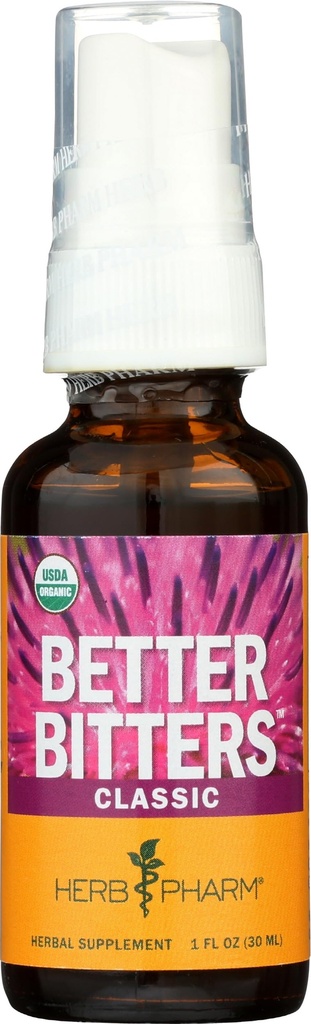 Herb Pharm Better Bitters Certificato Digestivo Organico Bitters, Classic, 1 oncia