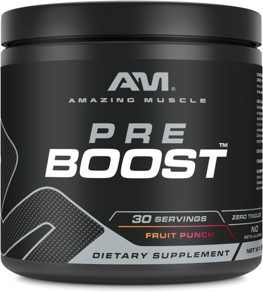 Incredibile Pre Boost muscolare | 30 Serve | 324 Grammi | Supplemento pre-allenamento | Frutta Punch Flavor | Made in USA