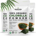 Earth Circle Organics Organic Chlorella Powder Superfood | Kosher | Clorofilla della parete cellulare rotta, Vegan, Super Green Algae, Clean Chlorella, High in Protein, Fiber & Aminoaci - 4oz (3 Pack)