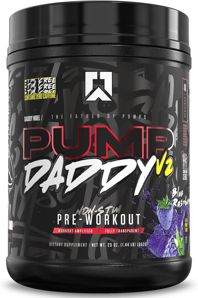 Pompa RYSE Paparino V2 Pre polvere di allenamento - Noel Deyzel Signature - Blu Raspberry - Supplemento non standard con Citrullina, Creatina e Beta Alanina per pompe, resistenza e resistenza - 40 Serve
