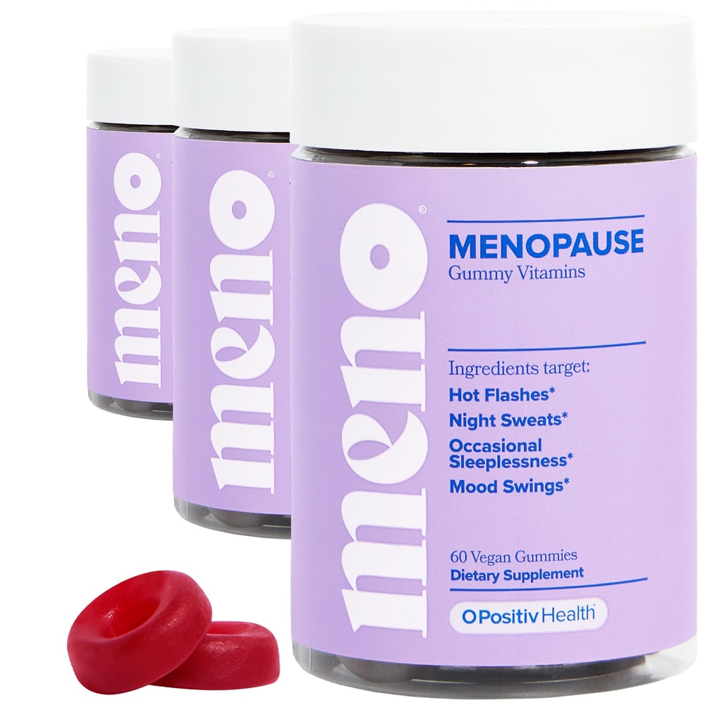 O Positiv MENO Gummies per Menopausa, 30 Serve (Pack of 3) - Integratori senza ormoni per le donne con Cohosh nero & Ashwagandha KSM-66 - Aiuta a Alleviare Flash Caldi, Nuoti Notturni, & Mood Swings