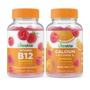 Vitamina vitale B12 + Calcio con vitamina D, Gummies Bundle - Grande Degustazione, Integratore di vitamina, Senza glutine, OGM Libero, Masticabile