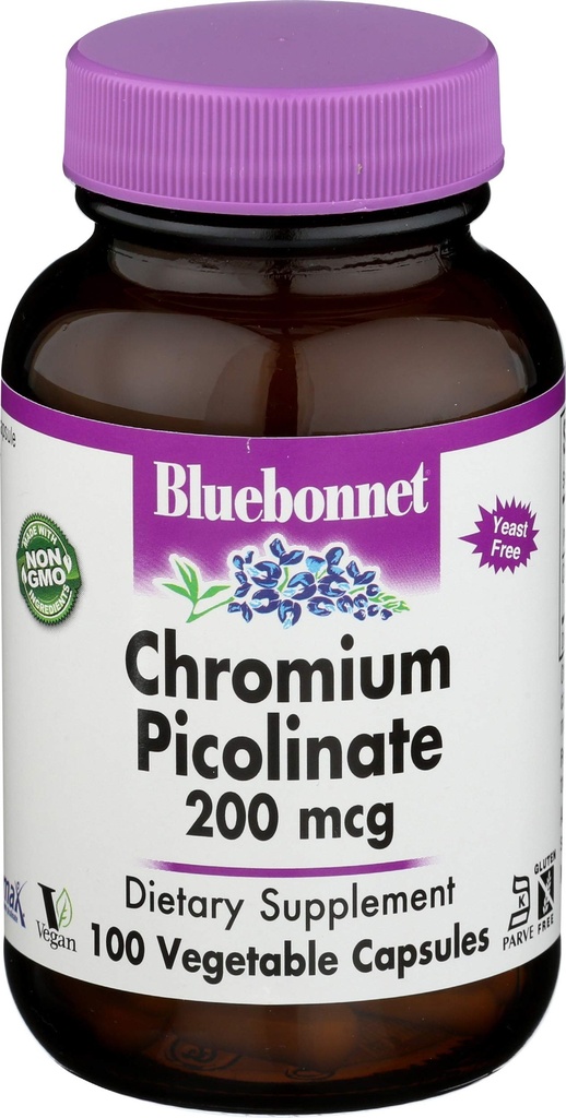 Bluebonnet Nutrition, cromo picolinato 200mcg, 100 capsule vegetali