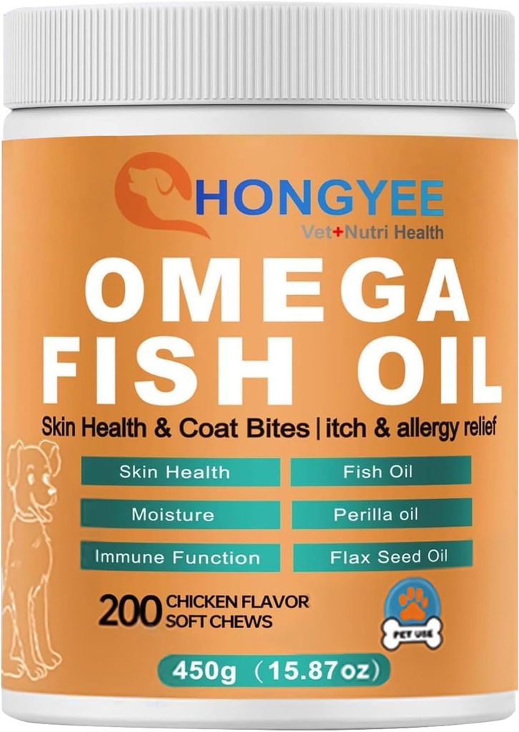 Cura della pelle e dei cappotti Omega 3 Cuciture morbide per l'animale domestico -Fish olio per i cani Pelle sana | Shiny Fur | Contro il prurito in un formato di treat, All-in-1 olio
