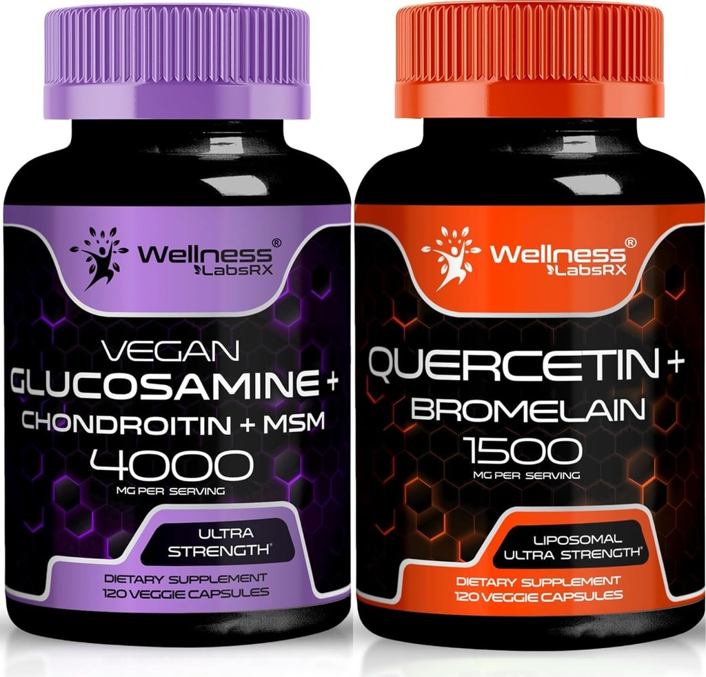 WELLNESS LABSRX Glucosamine Chondroitin MSM | Quercetina con capsule di Bromelain