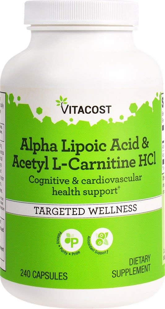 Vitacost Alpha Lipoic Acid & Acetyl L-Carnitine HCl -- 1.600 mg per porzione - 240 capsule di Vitacost Brand