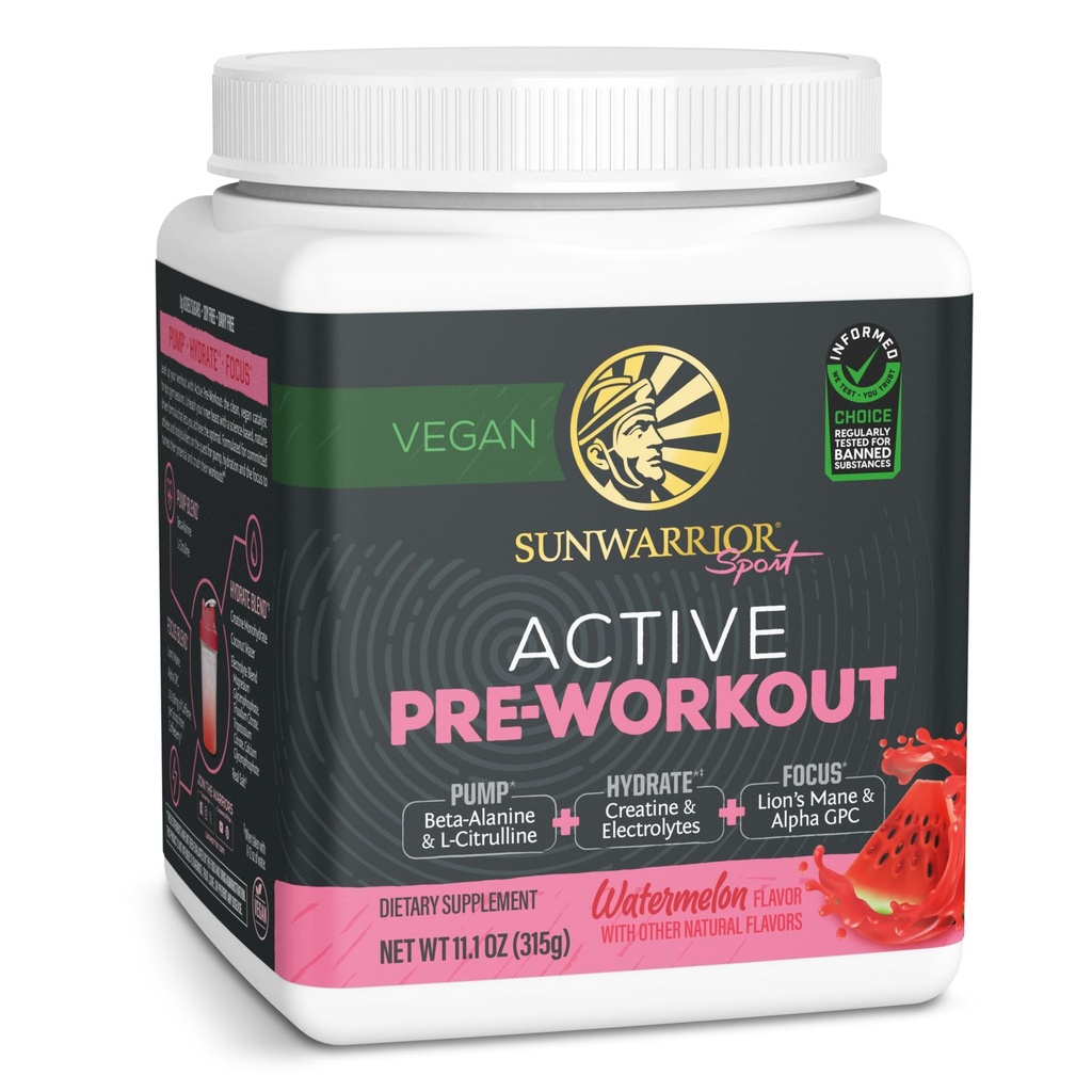 Pompa a base vegetale vegana, Hydrate, Focus, Endurance, & Strength Builder | Pompa a base di acqua aromatizzata 30 Serve | Preallenamento attivo