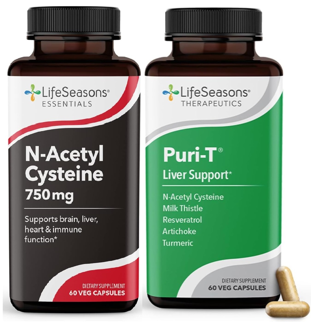 LifeSeasons Puri-T con N-Acetyl Cysteine Boost - Supporta Liver & Lung Detoxification - 120 capsule