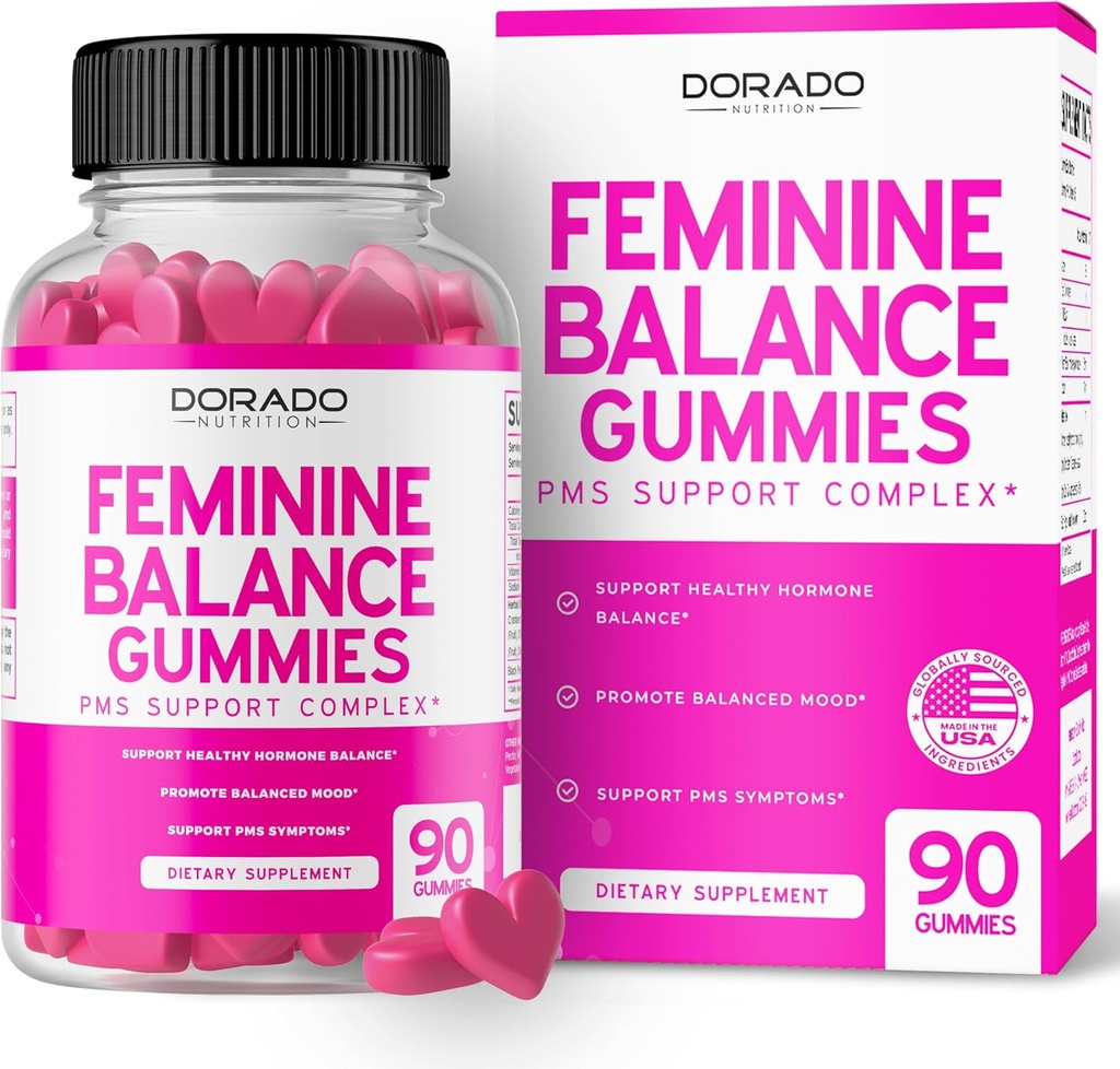 Equilibrio femminile per le donne Gummies & PMS Gummies (90 conte) - Equilibrio femminile naturale per le donne - Crampi, Bloating, Mood Swings, Hot Flashes - Formulato con mirtillo, Dong Quai & Chasteberry