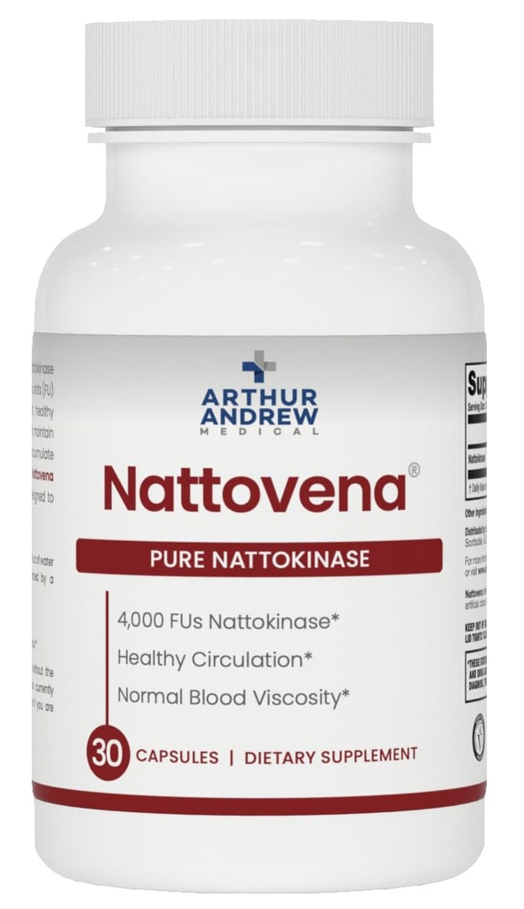 Arthur Andrew Medical - Nattovena, Pure Nattokinase, Circulatory and Heart Health, Vegan, Non OGM, 30 capsule