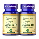 Puritan Pride Premium SunviteTM Mega-Potency Vitamin D3 10.000 IU, Integratore alimentare per Bones sani, denti e supporto del sistema immunitario, 100 Softgel a rilascio rapido