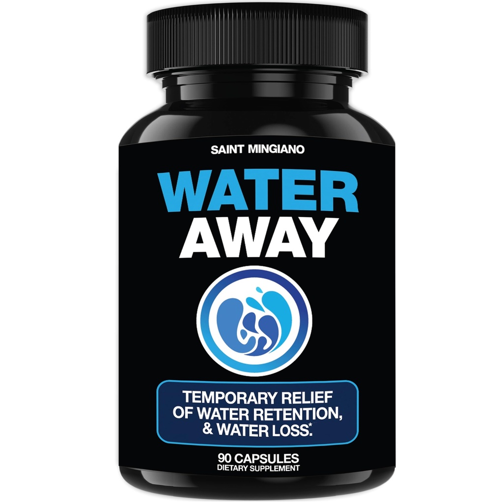 Water Away - Pills Diuretic Water - Retention and Flushing, Aids in Water Relief & Water Loss for Swollen Ankles Feet, Legs or Bloating - Pillole ad acqua ad azione rapida per (90 capsule)