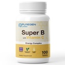 Puregen Labs Super B Energy Complex con Vitamina C - Immune Health, Energy & Nervous System Support - Non OGM, Gluten-Free 100 Tablet vegetariani
