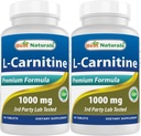 Migliori naturali L-carnitina 1000mg 60 compresse (60 conteggio (pacchetto di 2))