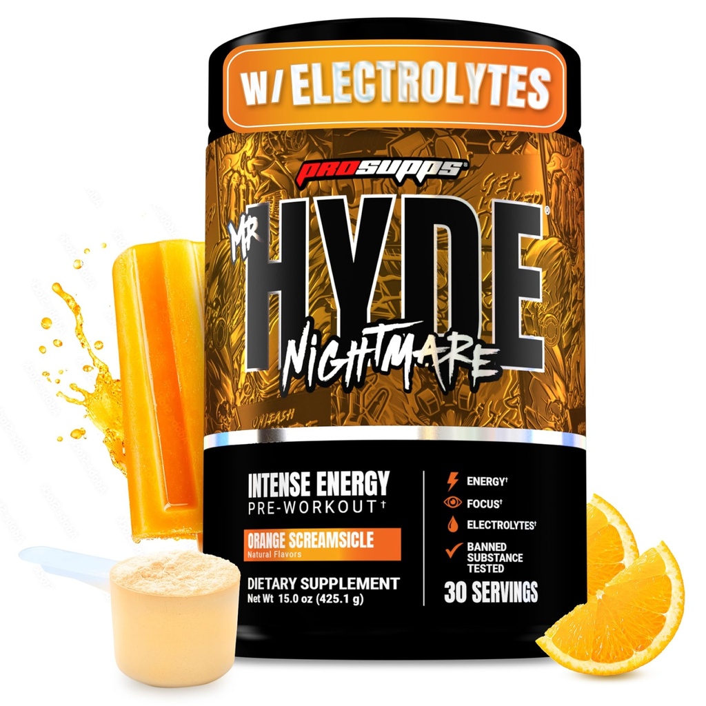 PROSUPPS Mr. Hyde Nightmare Pre Workout Powder with Caffeine & Beta Alanine - Preallenamento per l'energia intensa, messa a fuoco mentale e prestazioni - Gym & Fitness Supplements (Orange Creamsicle, 30 Servings)
