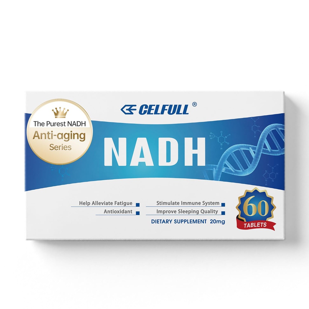 CELFULL NADH Supplemento 40mg Enchance NMN Alternative NAD+ Supplemento per il supporto immunitario Anti-invecchiamento Boost Brain Cognition & Chronic Fatigue Supplementi