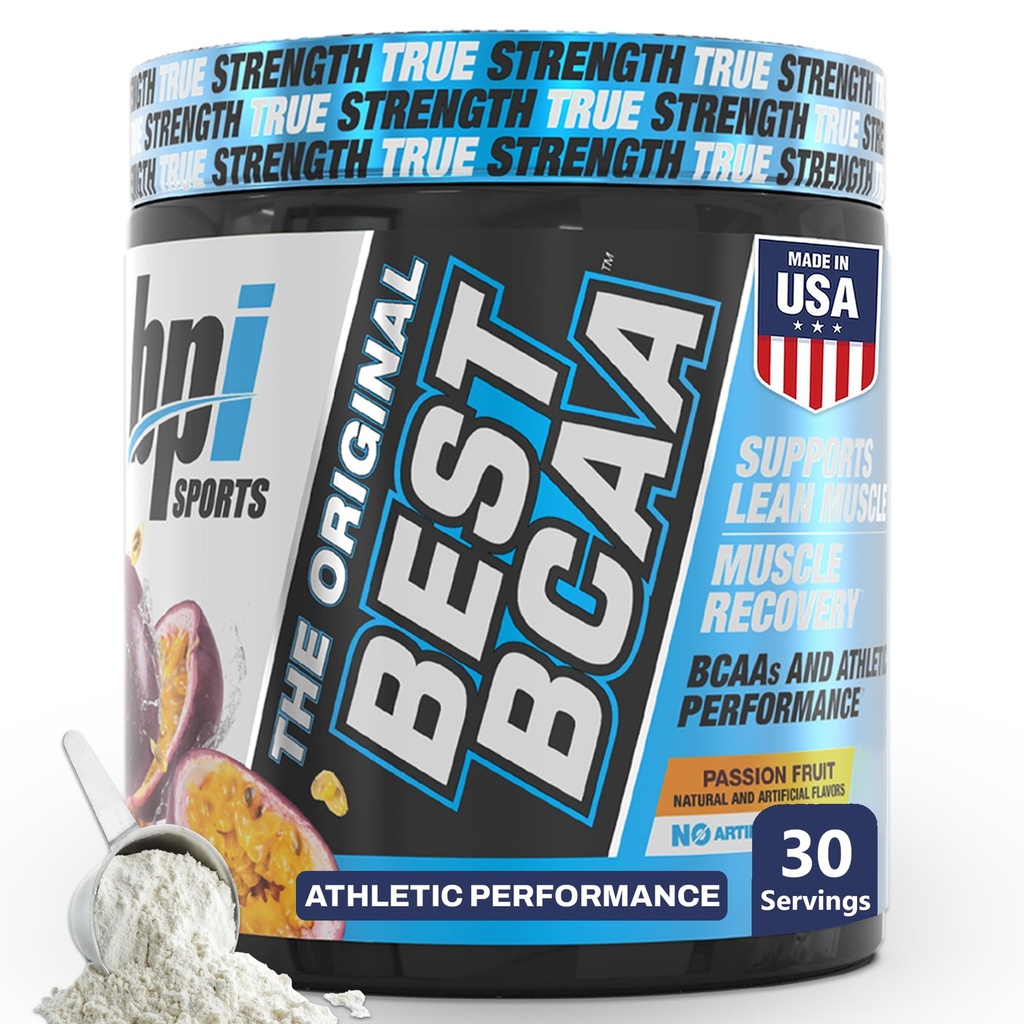 BPI Sports Best BCAA Powder - Supporto per il recupero del muscolo - Aminoacidi a catena ramificata | Blocchi di costruzione di proteine e muscoli - Post Workout Recovery – Idratazione - Frutta della passione, 30 Serve