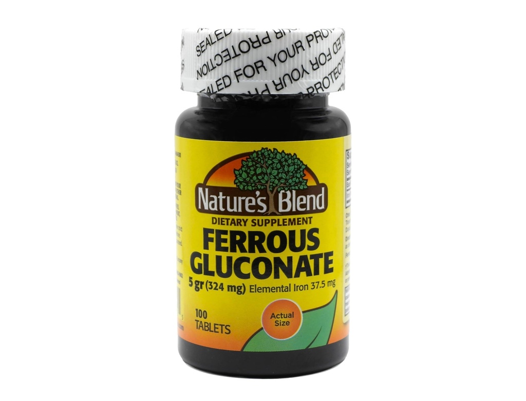 Miscela della natura Ferrous Gluconate Tablets, 100 Conte