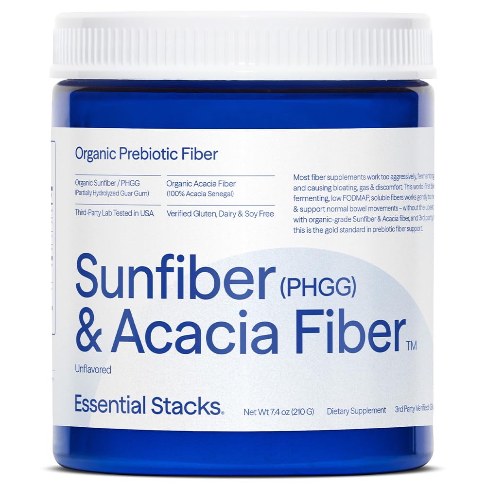 Fibra prebiotica organica Sunfiber (Gum/PHGG) con polvere di fibra di Acacia - Gluten Free, Non-GMO & Fibra solubile non aromatizzata (7,4 oz)
