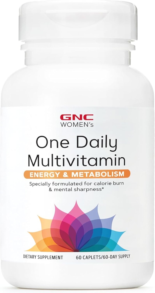 GNC Women's One Daily Multivitamin - Energy & Metabolism, Supporta una maggiore prestazione, messa a fuoco e salute cardiovascolare, supplemento giornaliero, 60 Caplets