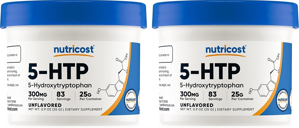 Nutricost 5-HTP Polvere 25 Grammi (2 Confezione) (300mg per la dose)