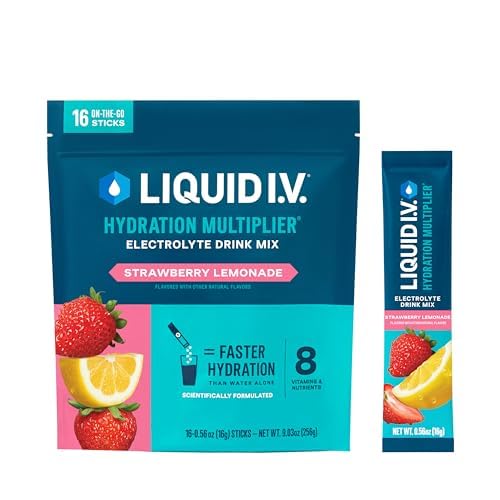 Liquido I.V.® Hydration Multiplier - Limonata di fragole | Miscela di bevanda di polvere di elettrolita | 1 Confezione (16 Serve)