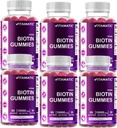 Vitamatic Biotin Gummies 10.000 mcg per capelli più forti, pelle e unghie - 60 Vegan Gummies - Chiamata anche vitamina B7 (6 bottiglie)