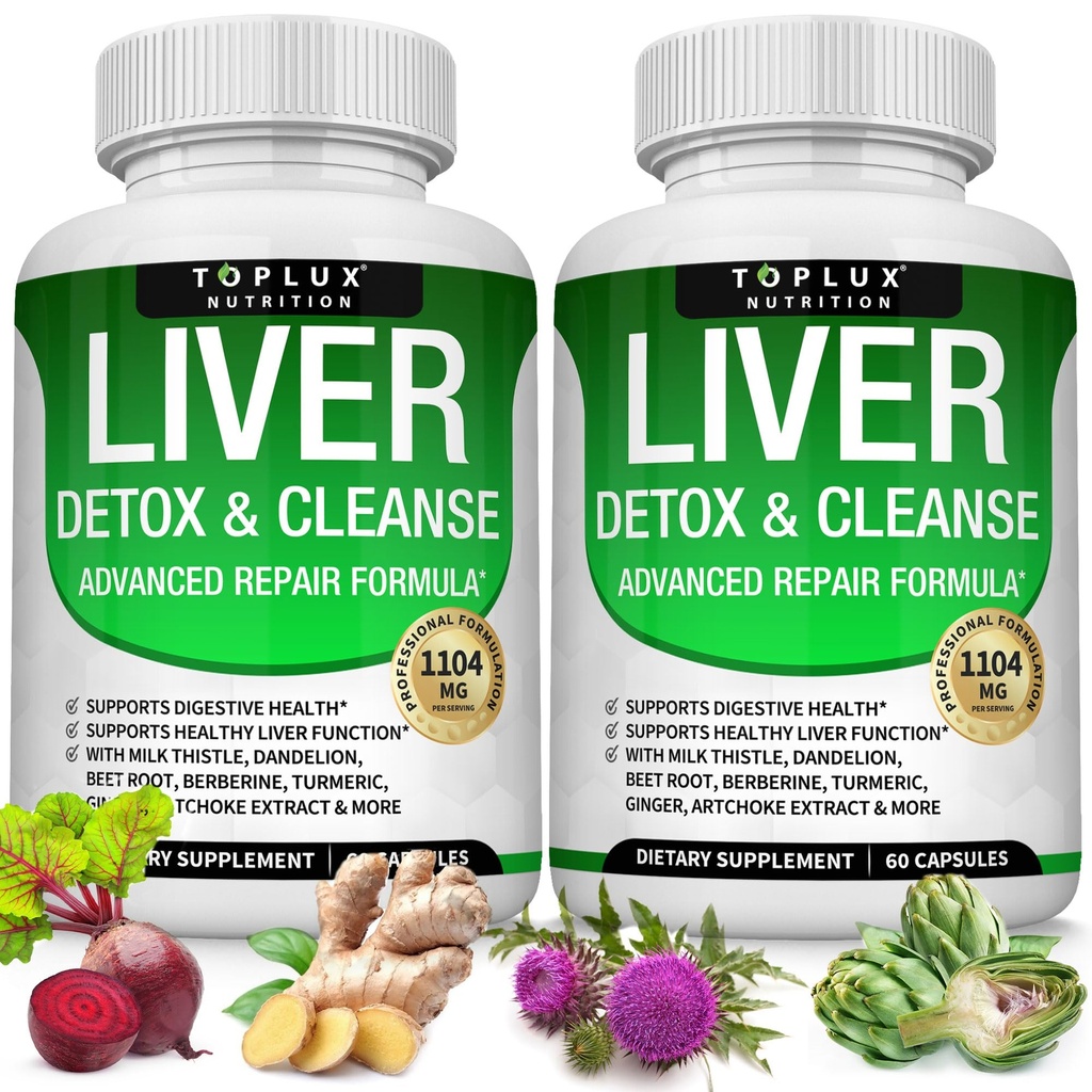 Detox & Repair Formula Liver Detox Supplemento – Latte Thistle with Dandelion, Artichoke, Turmeric, Radice di barbabietola, Turmeric & More for Natural Fast Herbal Cleansing Non-gmo Vegan 60 Capsule