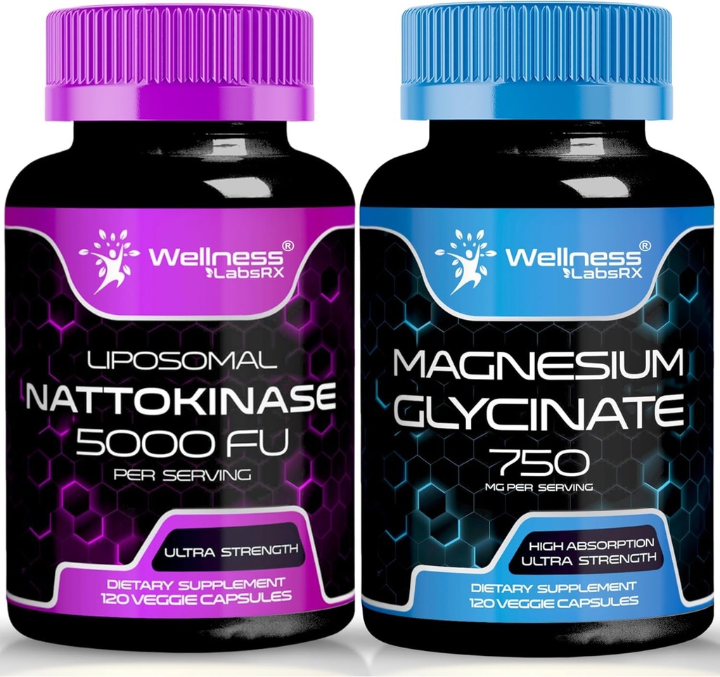 BENESSERE LABSRX Nattokinase Supplemento capsule - 5000 FU - Magnesio Glycinate capsule 750 MG
