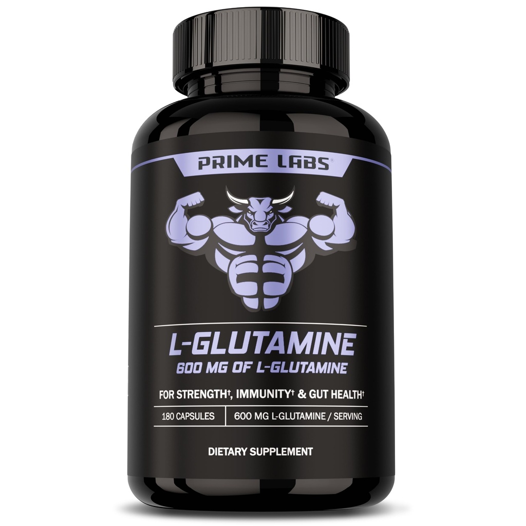 Prime Labs L Glutamina Capsule 600mg - Supporta la forza, il recupero del muscolo, l'immunità, & Gut Salute - Supplemento di aminoacidi - per uomini e donne