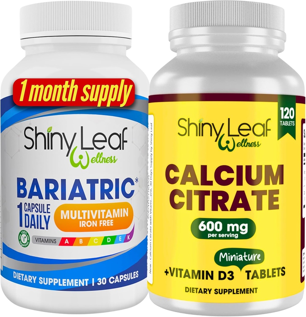 Bariatrico Multivitaminico senza ferro per le donne e gli uomini più citrato di calcio con vitamina D3, berretti facili da ingoia, senza aroma - 1 mese di fornitura